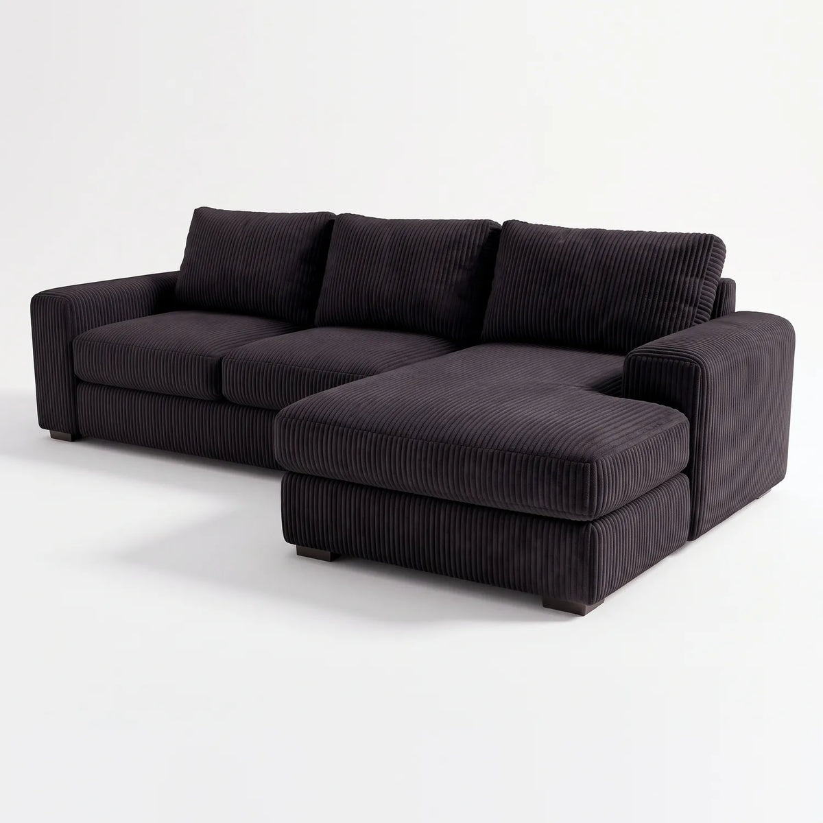 Two-Piece Chaise Sectional - Mini Minky Onyx - studio photo on white #Orientation_Right-Hand Facing #vera_main
