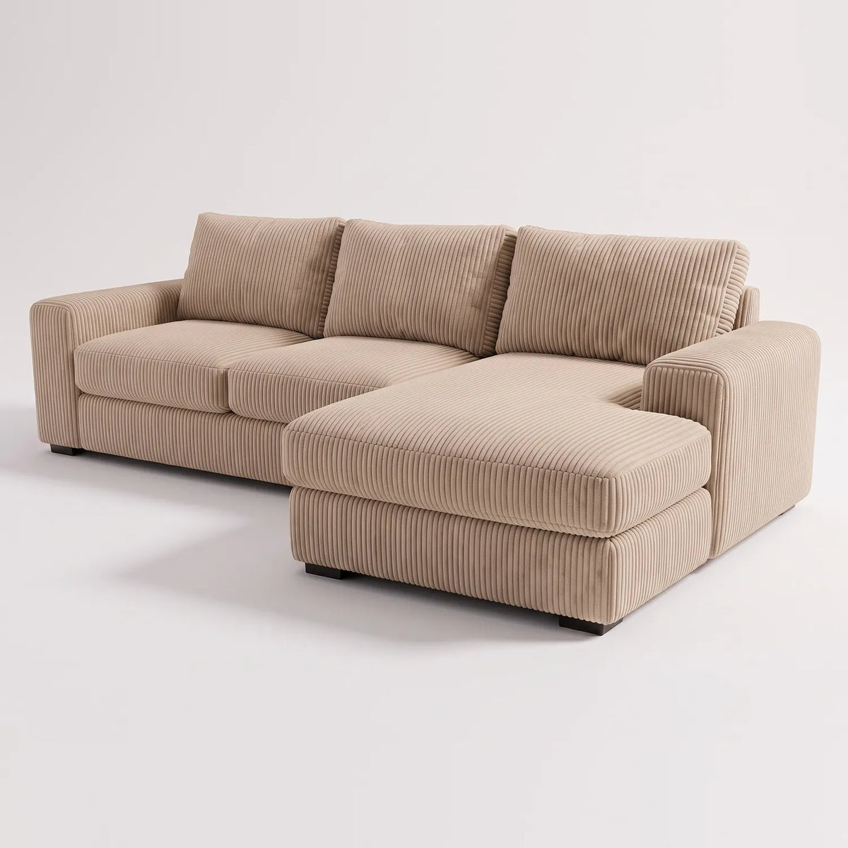 Two-Piece Chaise Sectional - Mini Minky Toast - studio photo on white #Orientation_Right-Hand Facing #vera_main