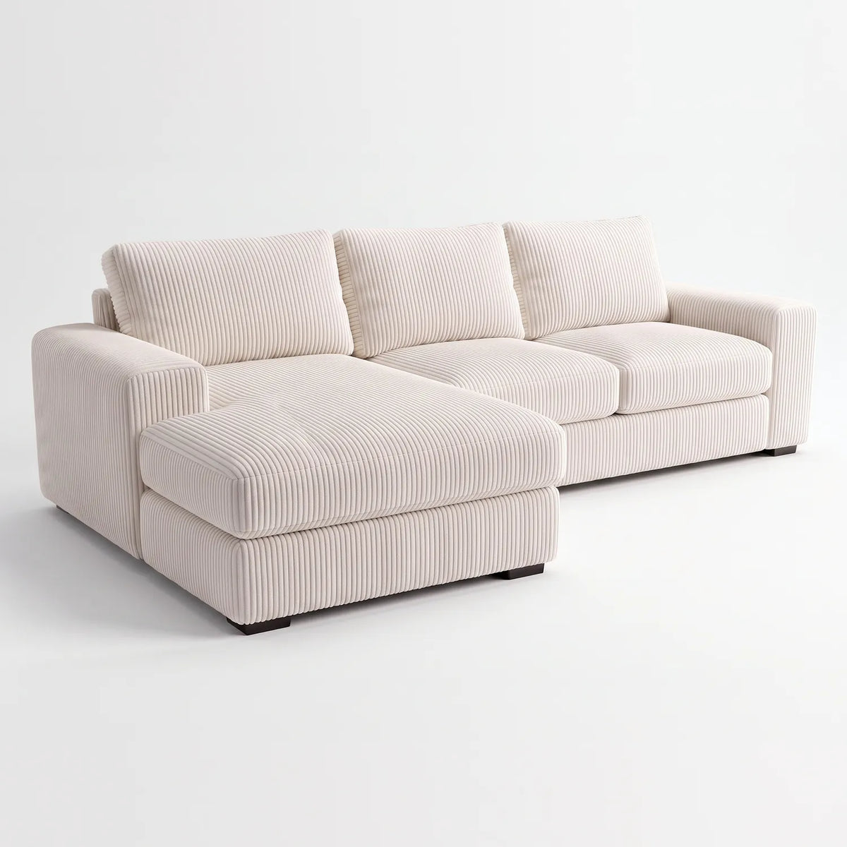 Two-Piece Chaise Sectional - Mini Minky White Oversized - studio photo on white #Orientation_Left-Hand Facing