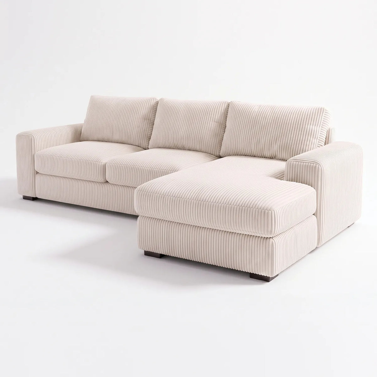 Two-Piece Chaise Sectional - Mini Minky White Oversized - studio photo on white #Orientation_Right-Hand Facing #vera_main