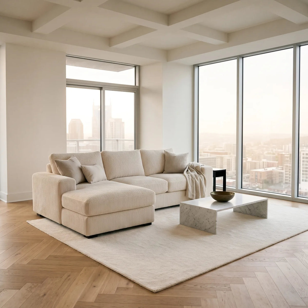 Two-Piece Chaise Sectional - Mini Minky White