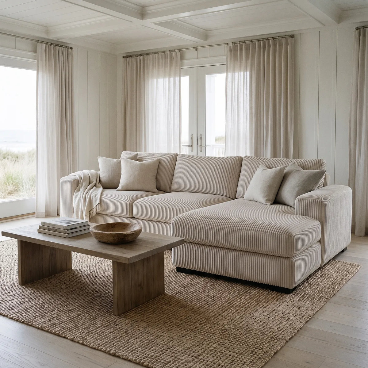Two-Piece Chaise Sectional - Mini Minky White - hero #Orientation_Right-Hand Facing