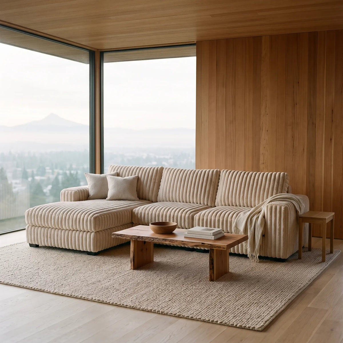 Two-Piece Chaise Sectional - Minky Cream Oversized - hero #Orientation_Left-Hand Facing
