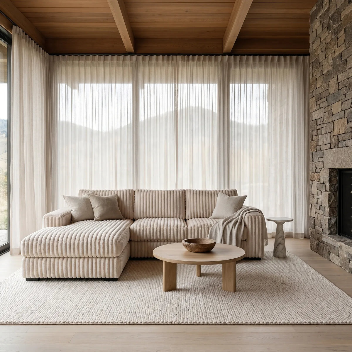 Two-Piece Chaise Sectional - Minky Cream - hero #Orientation_Left-Hand Facing