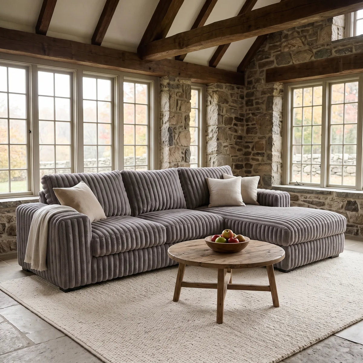 Two-Piece Chaise Sectional - Minky Grey Oversized - hero #Orientation_Right-Hand Facing