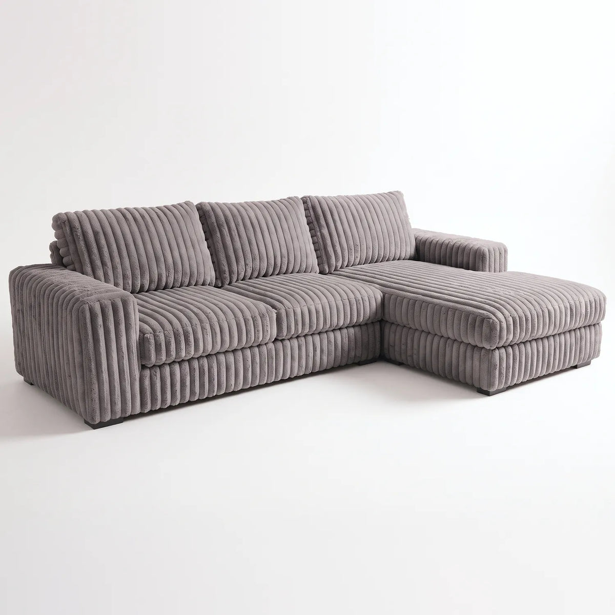 Two-Piece Chaise Sectional - Minky Grey Oversized - studio photo on white #Orientation_Right-Hand Facing #vera_main