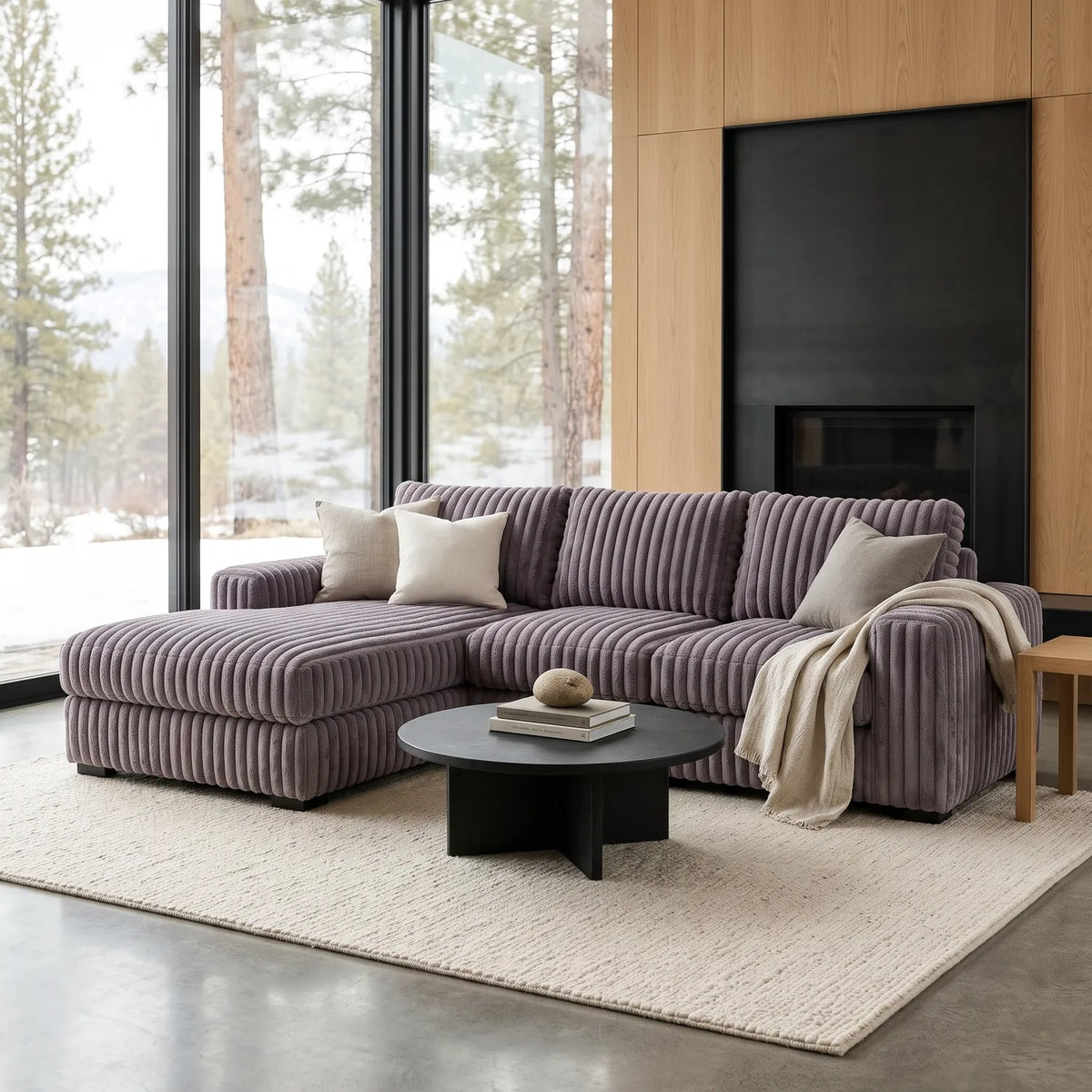 Two-Piece Chaise Sectional - Minky Grey - hero #Orientation_Left-Hand Facing