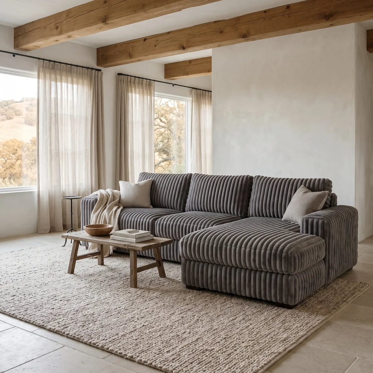 Two-Piece Chaise Sectional - Minky Grey - hero #Orientation_Right-Hand Facing