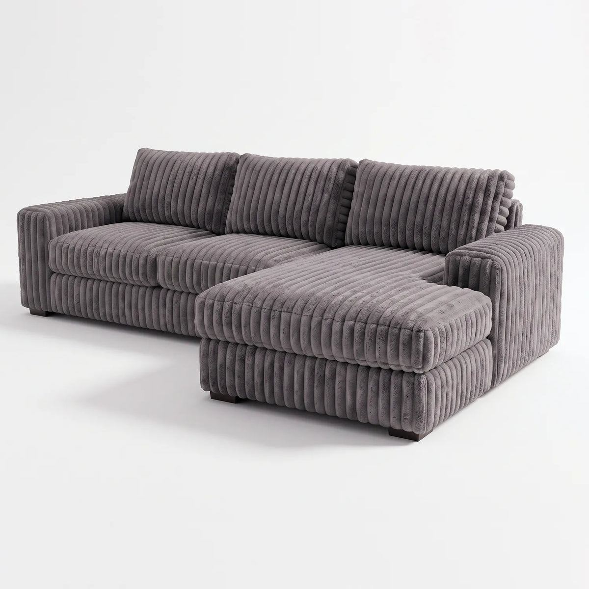 Two-Piece Chaise Sectional - Minky Grey - studio photo on white #Orientation_Right-Hand Facing #vera_main