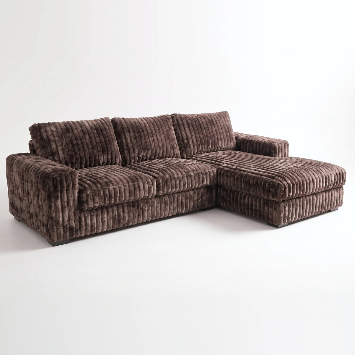 Two-Piece Chaise Sectional - Minky Mocha Oversized - studio photo on white #Orientation_Right-Hand Facing #vera_main
