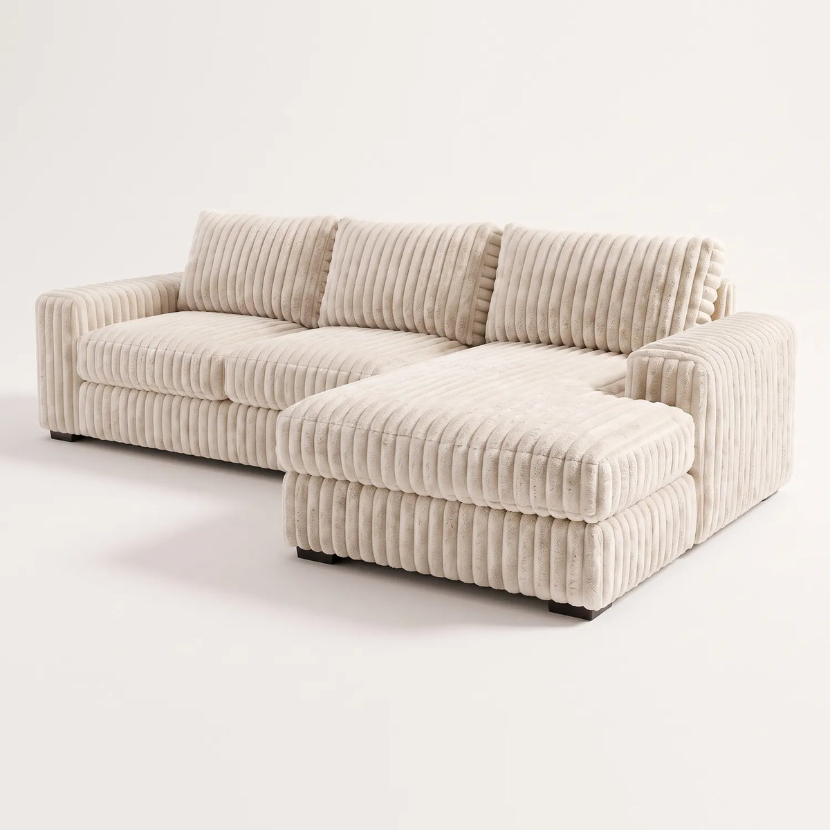 Two-Piece Chaise Sectional - Minky Sand - studio photo on white #Orientation_Right-Hand Facing #vera_main