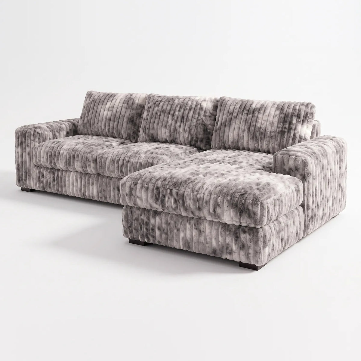 Two-Piece Chaise Sectional - Minky Stone - studio photo on white #Orientation_Right-Hand Facing #vera_main