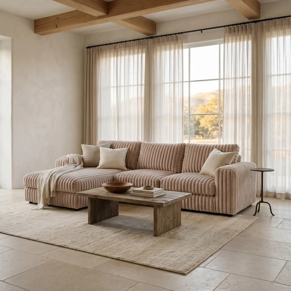 Two-Piece Chaise Sectional - Minky Toast Oversized
