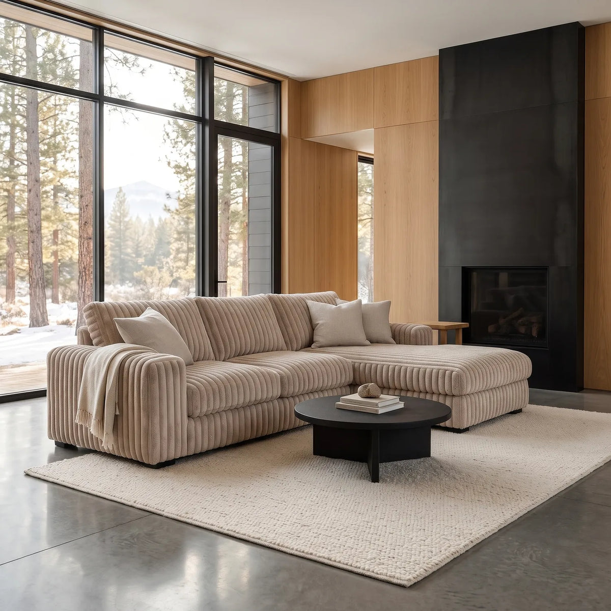 Two-Piece Chaise Sectional - Minky Toast Oversized - hero #Orientation_Right-Hand Facing