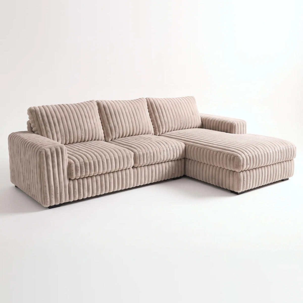 Two-Piece Chaise Sectional - Minky Toast Oversized - studio photo on white #Orientation_Right-Hand Facing #vera_main
