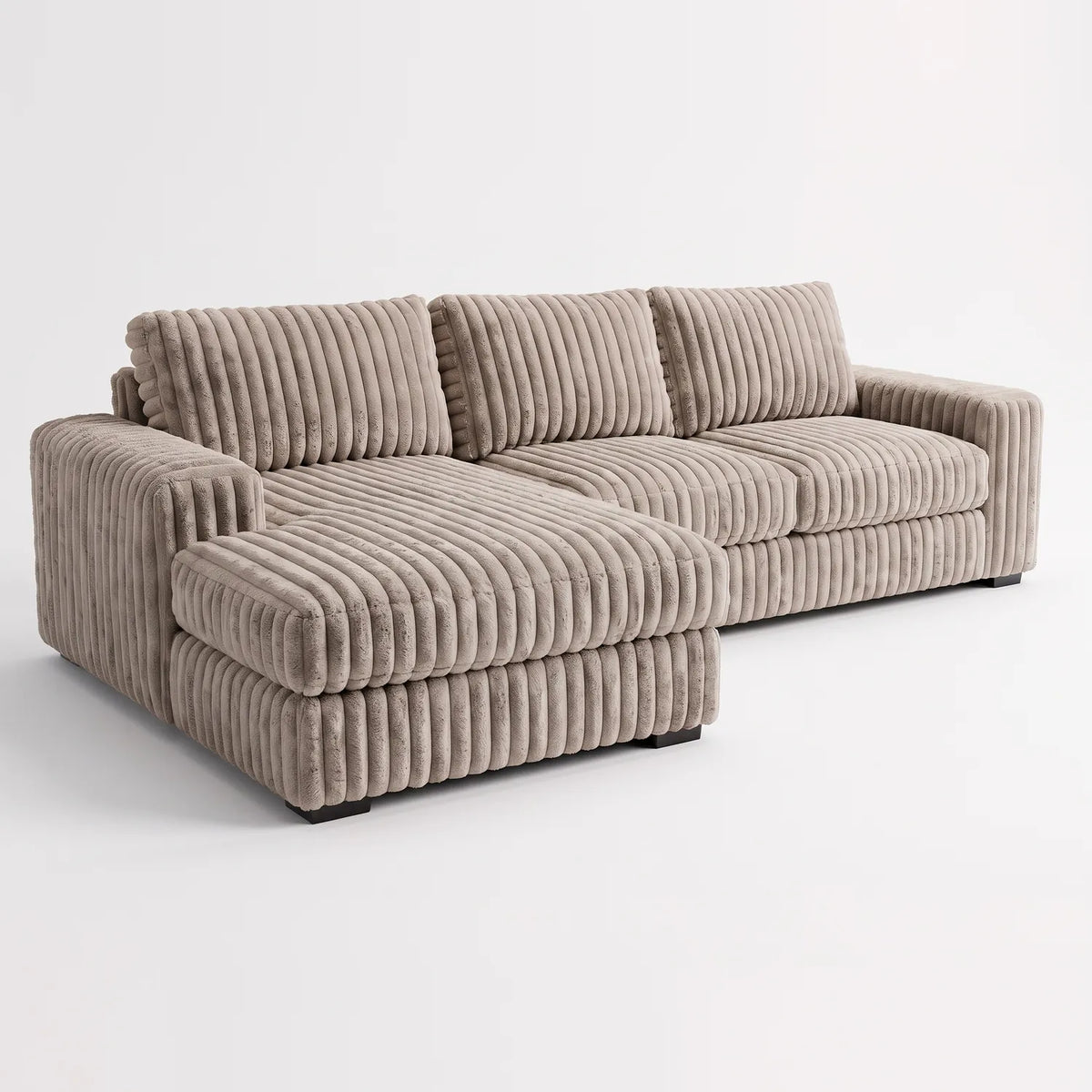Two-Piece Chaise Sectional - Minky Toast - studio photo on white #Orientation_Left-Hand Facing