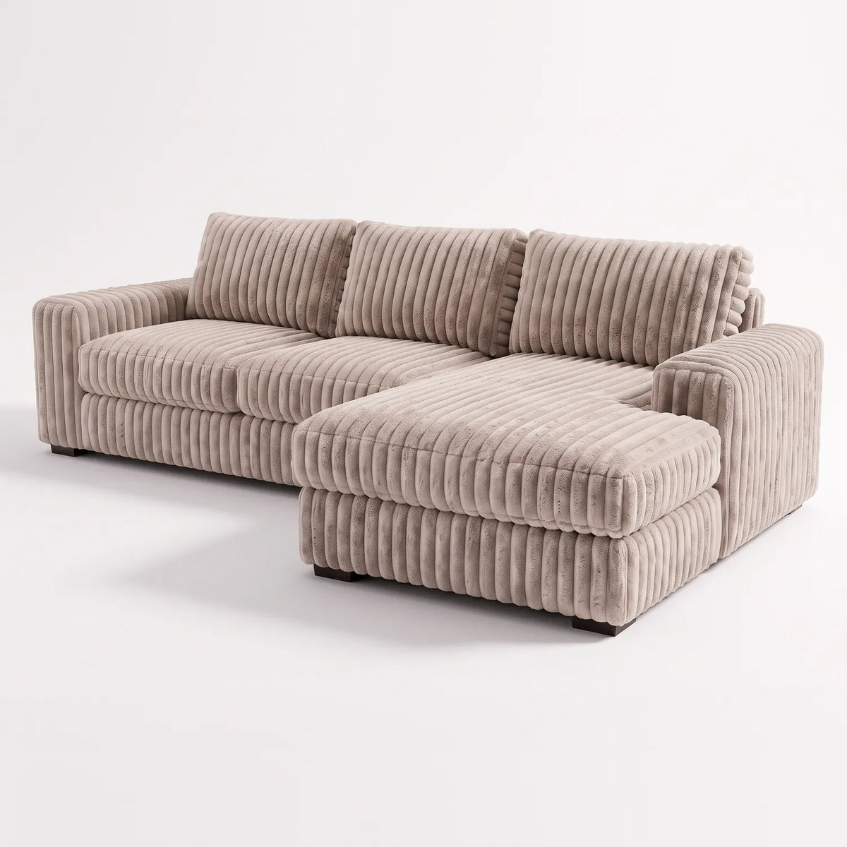 Two-Piece Chaise Sectional - Minky Toast - studio photo on white #Orientation_Right-Hand Facing #vera_main