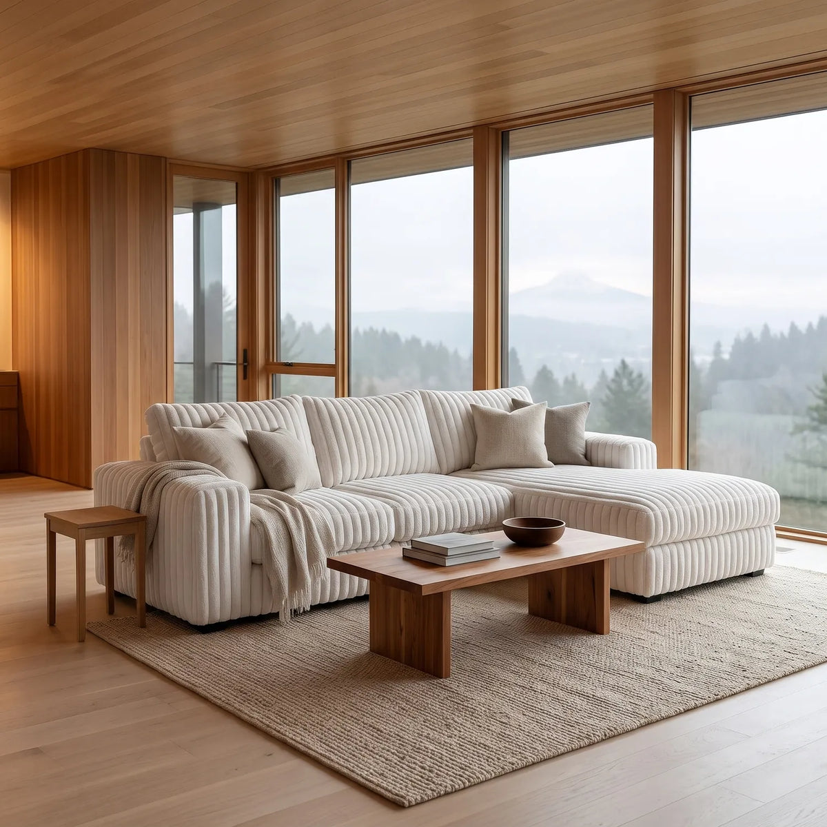 Two-Piece Chaise Sectional - Minky White Oversized - hero #Orientation_Right-Hand Facing