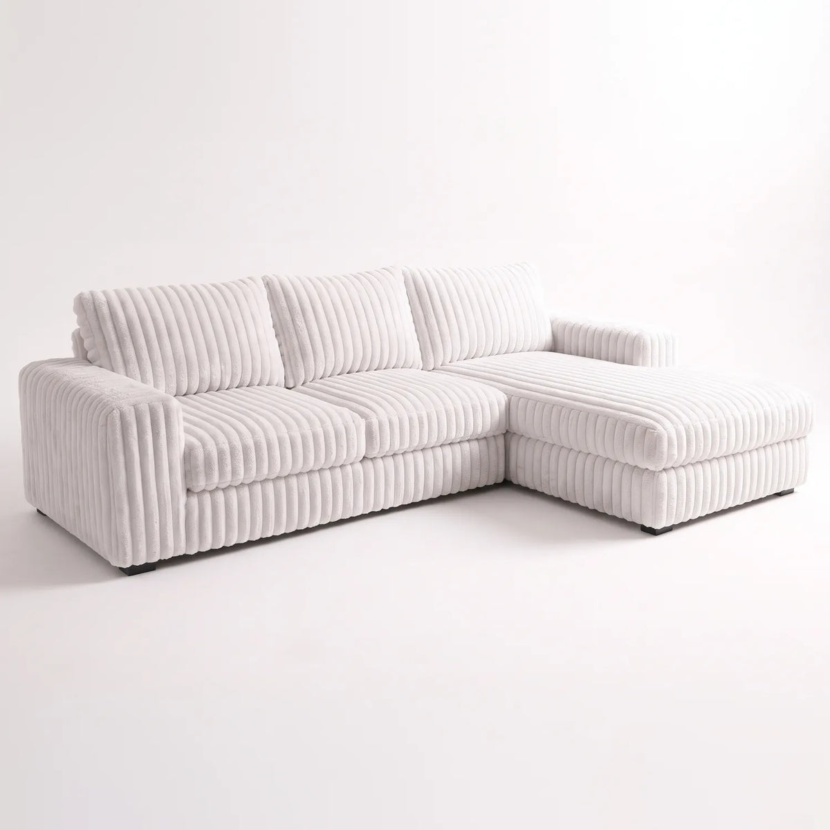 Two-Piece Chaise Sectional - Minky White Oversized - studio photo on white #Orientation_Right-Hand Facing #vera_main
