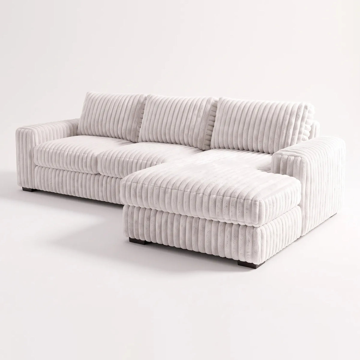 Two-Piece Chaise Sectional - Minky White - studio photo on white #Orientation_Right-Hand Facing #vera_main