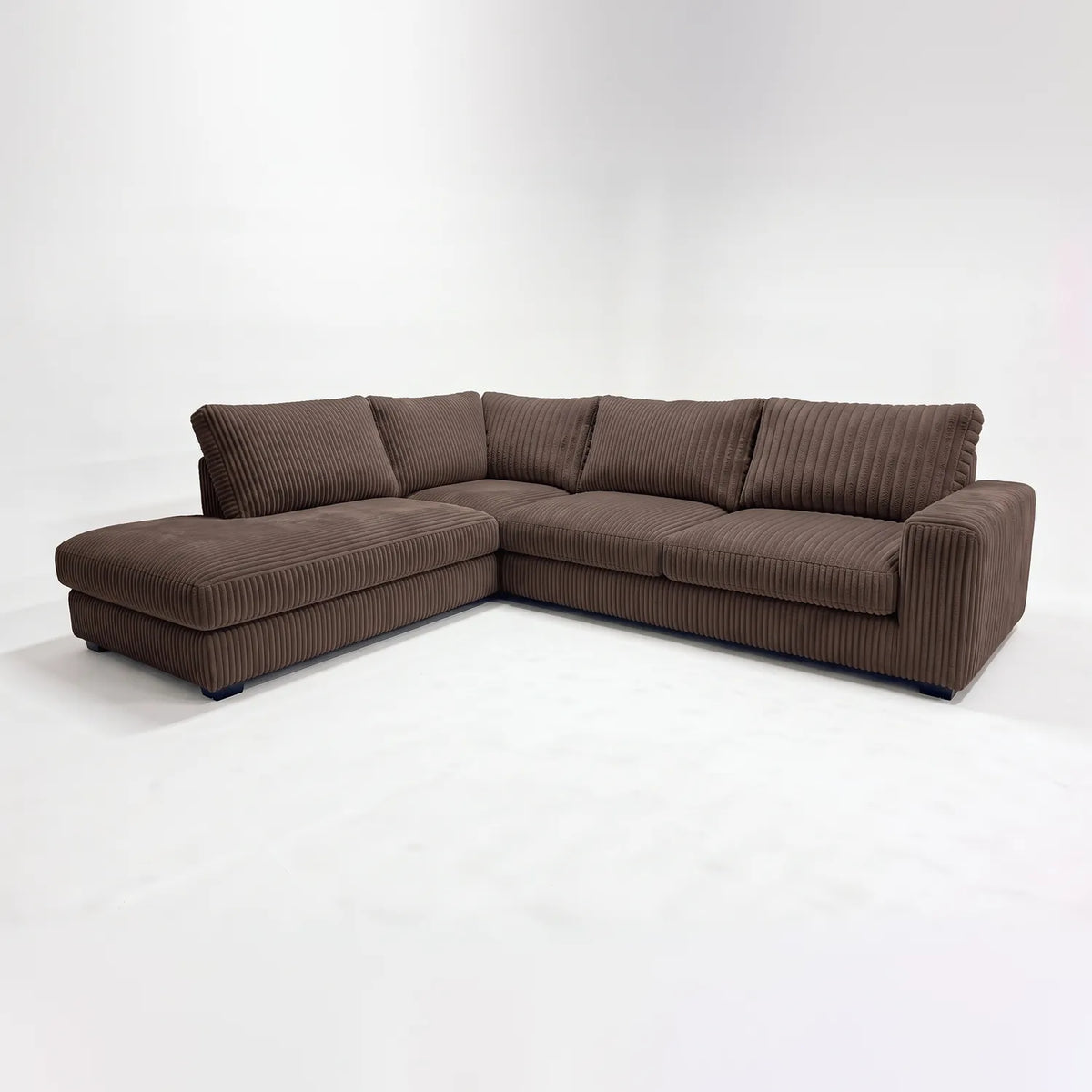 Two-Piece Infinity Sectional - Mini Minky Chocolate Oversized - studio photo on white #Orientation_Left-Hand Facing