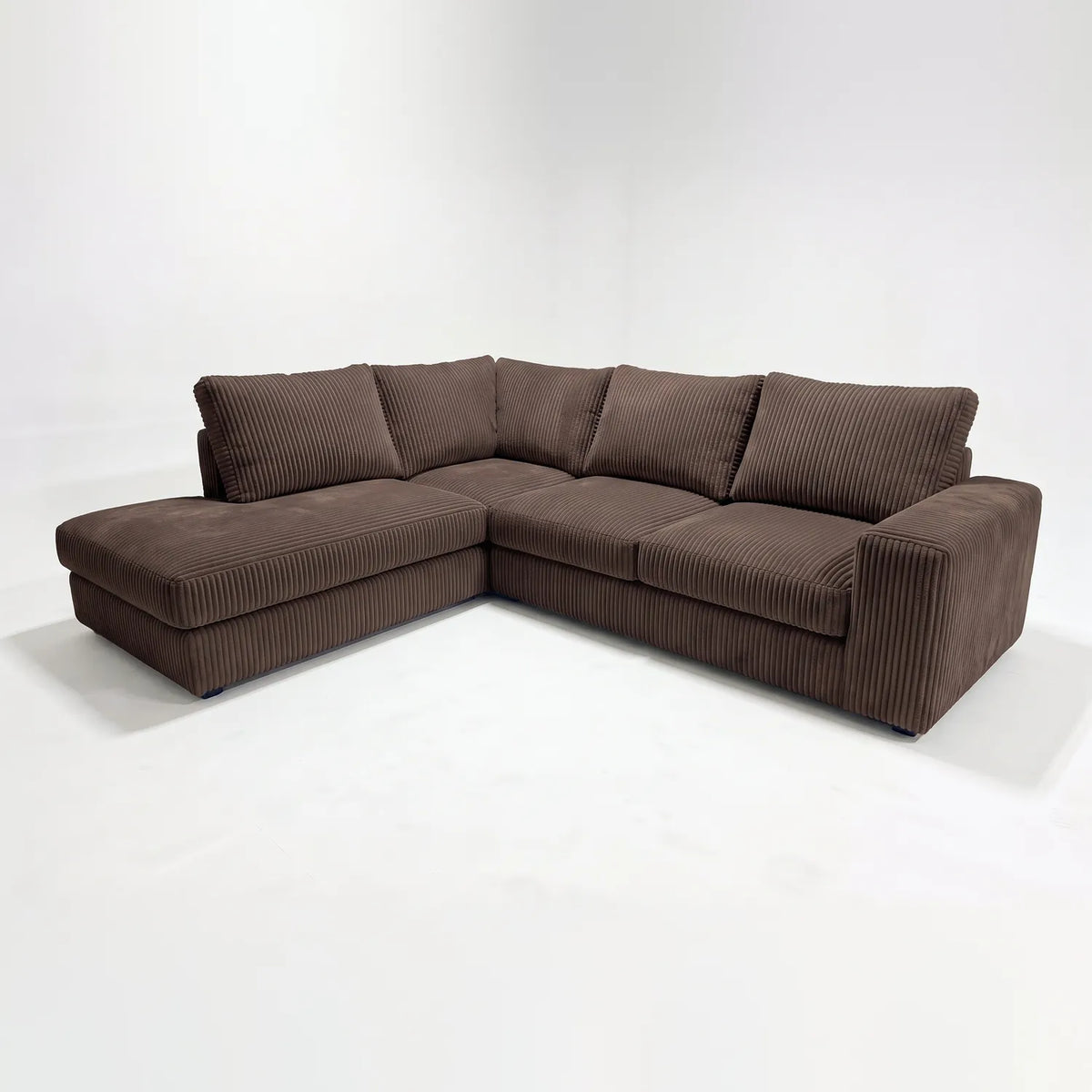 Two-Piece Infinity Sectional - Mini Minky Chocolate - studio photo on white #Orientation_Left-Hand Facing