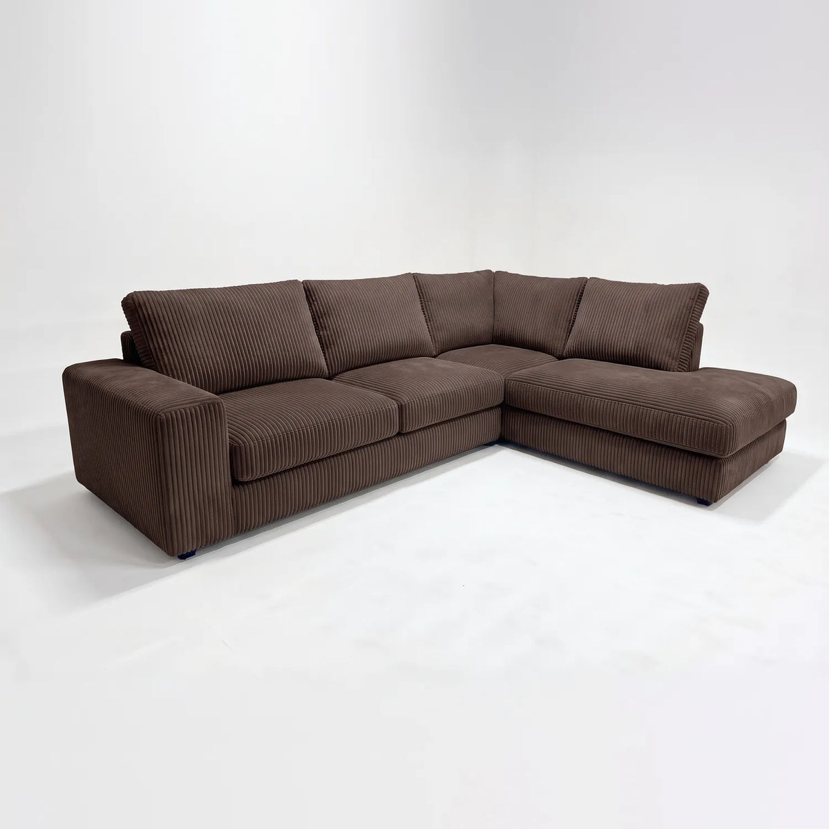 Two-Piece Infinity Sectional - Mini Minky Chocolate - studio photo on white #Orientation_Right-Hand Facing #vera_main