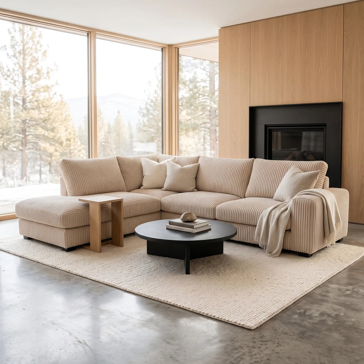 Two-Piece Infinity Sectional - Mini Minky Cream Oversized