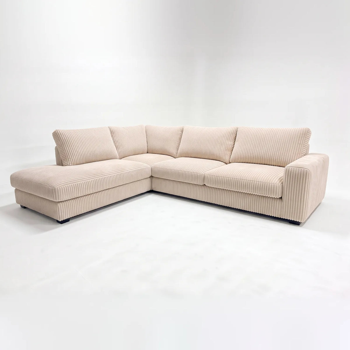 Two-Piece Infinity Sectional - Mini Minky Cream Oversized - studio photo on white #Orientation_Left-Hand Facing
