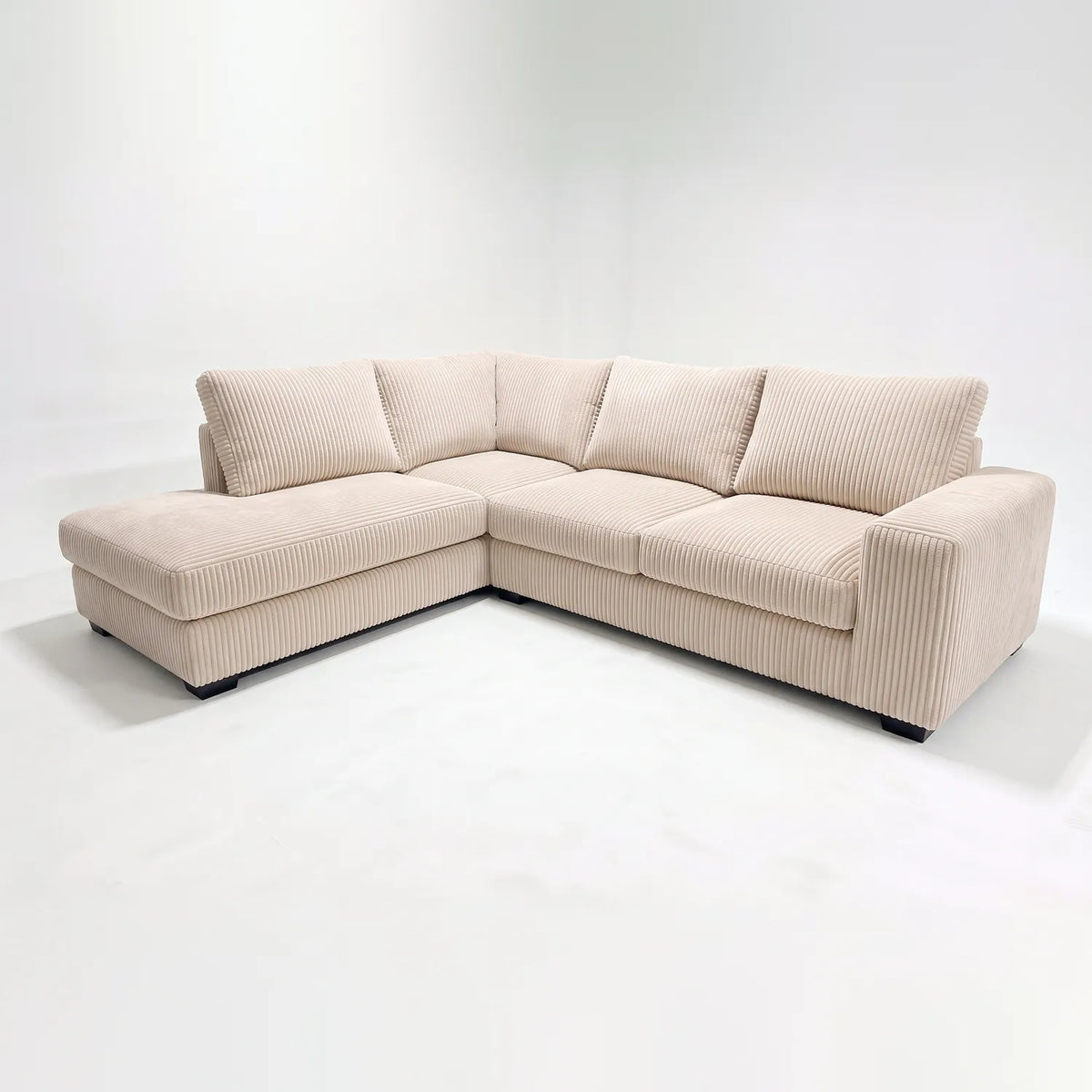 Two-Piece Infinity Sectional - Mini Minky Cream - studio photo on white #Orientation_Left-Hand Facing