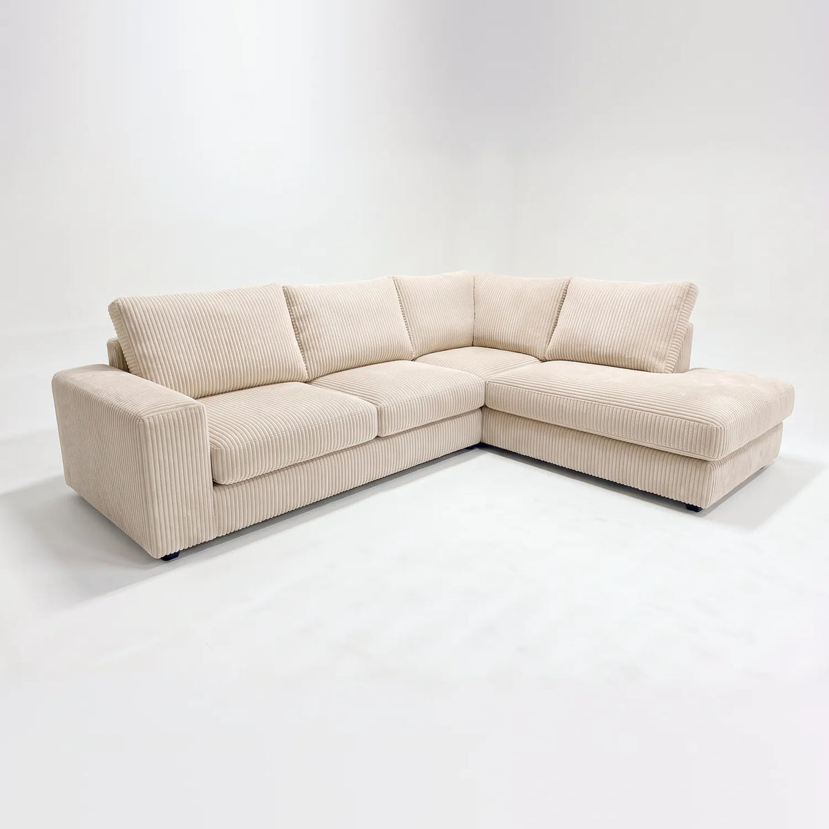 Two-Piece Infinity Sectional - Mini Minky Cream - studio photo on white #Orientation_Right-Hand Facing #vera_main