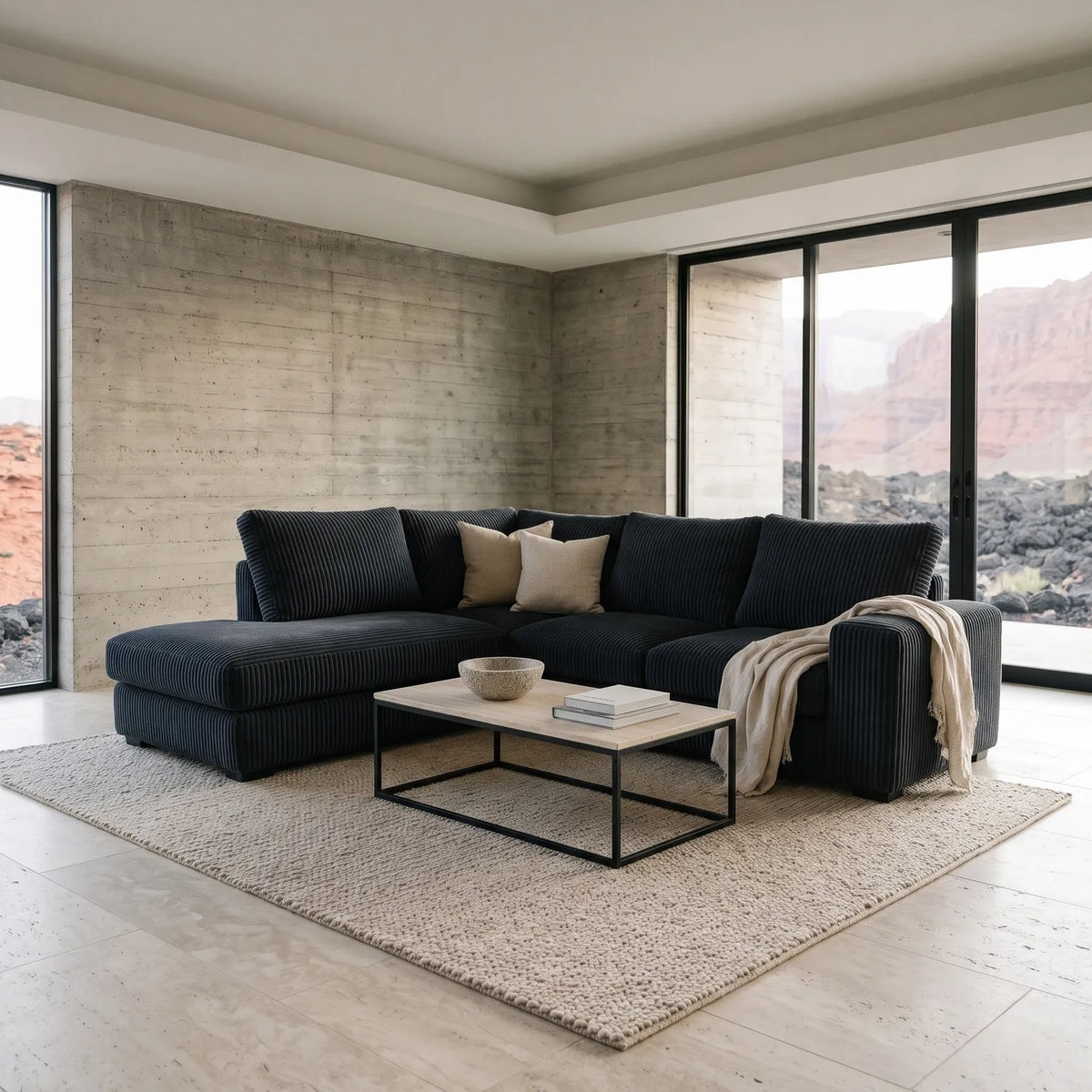 Two-Piece Infinity Sectional - Mini Minky Midnight - hero #Orientation_Left-Hand Facing