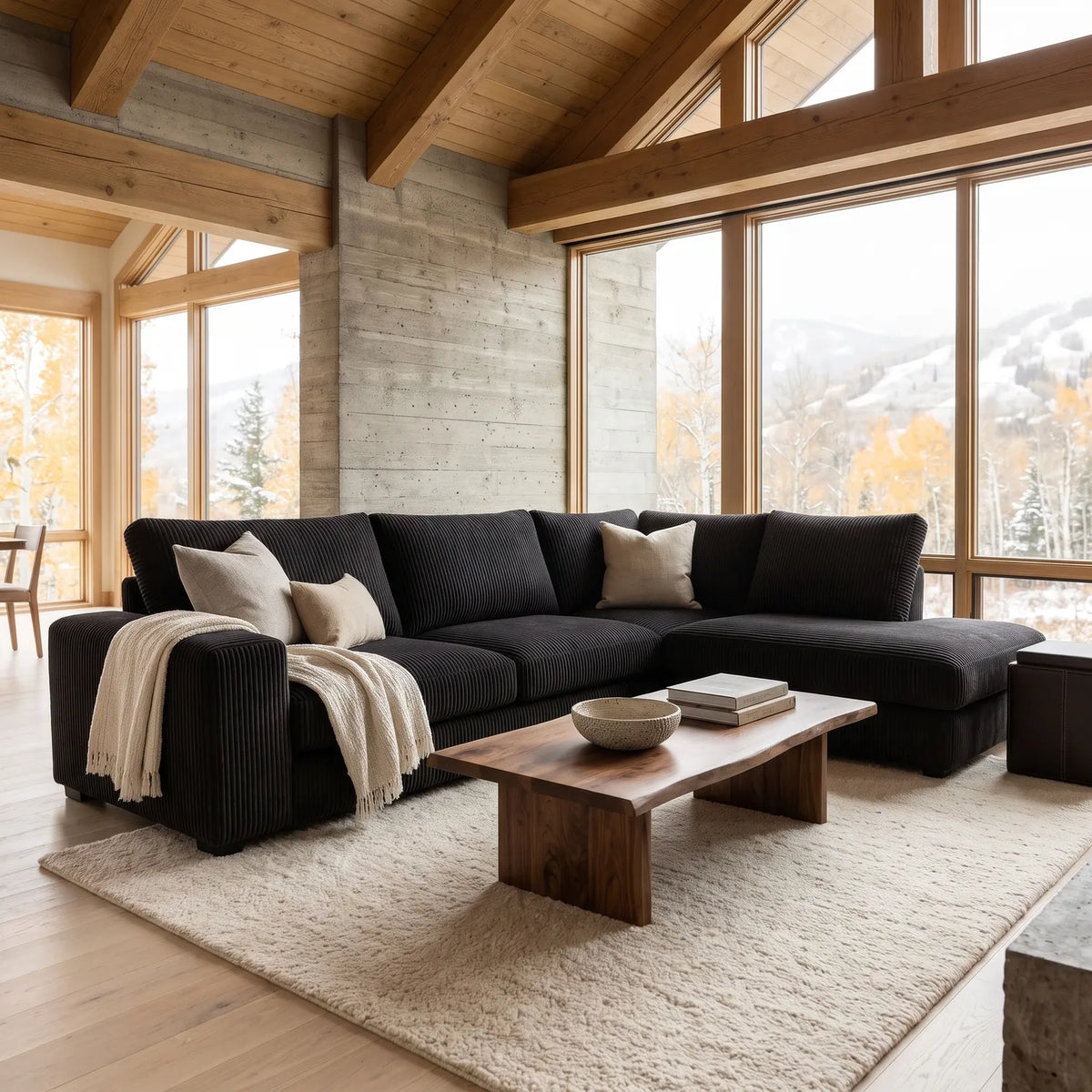 Two-Piece Infinity Sectional - Mini Minky Onyx Oversized - hero #Orientation_Right-Hand Facing