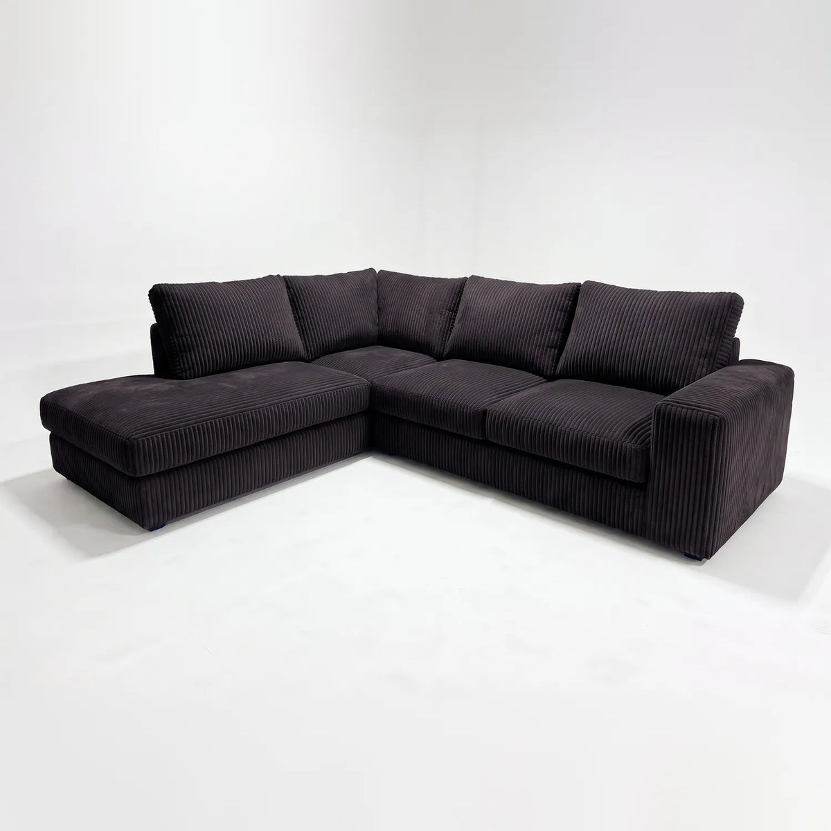 Two-Piece Infinity Sectional - Mini Minky Onyx - studio photo on white #Orientation_Left-Hand Facing