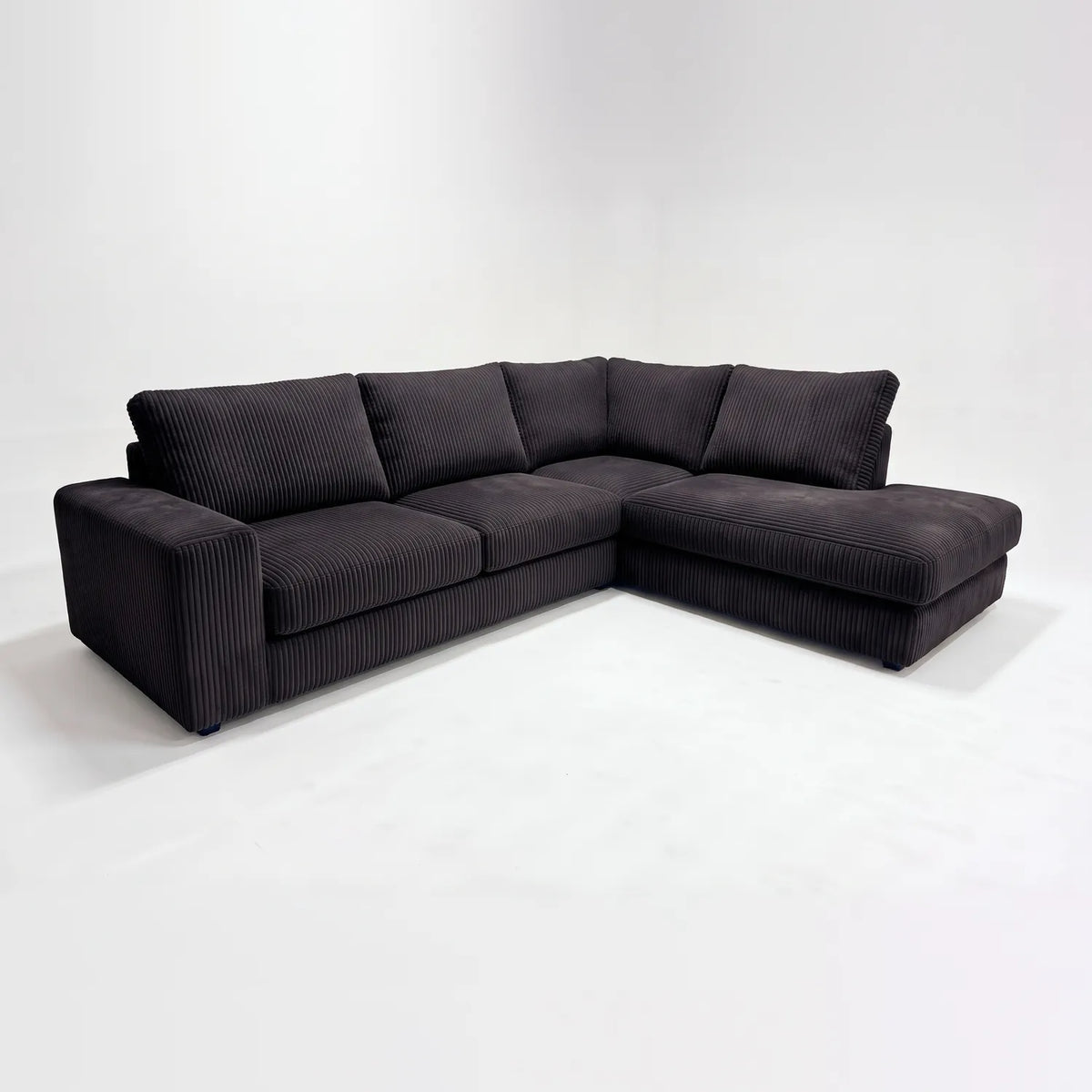 Two-Piece Infinity Sectional - Mini Minky Onyx - studio photo on white #Orientation_Right-Hand Facing #vera_main