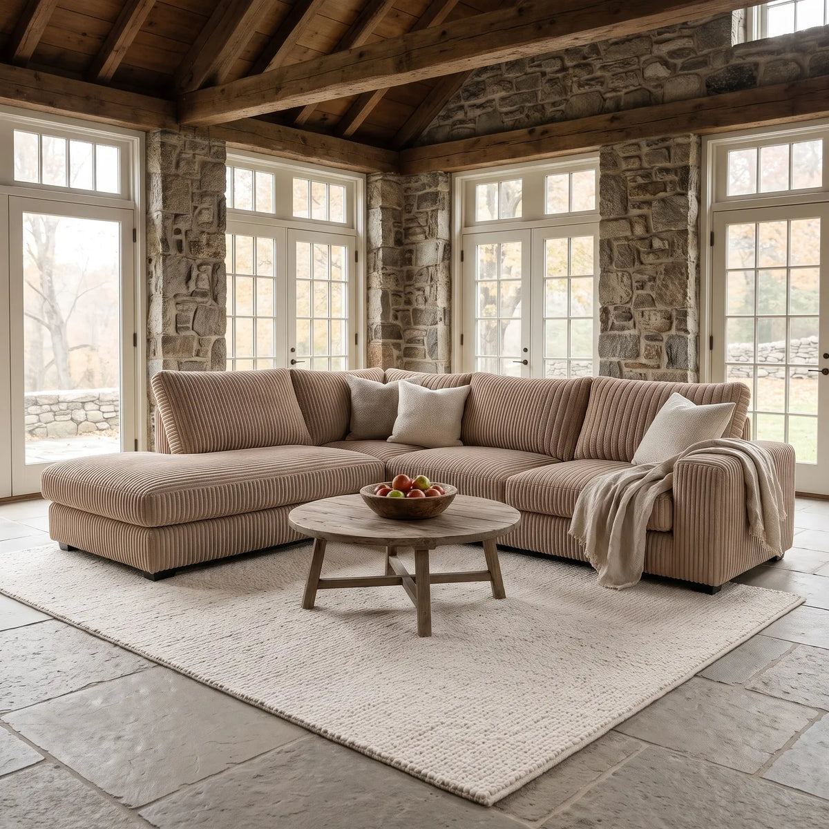 Two-Piece Infinity Sectional - Mini Minky Toast Oversized