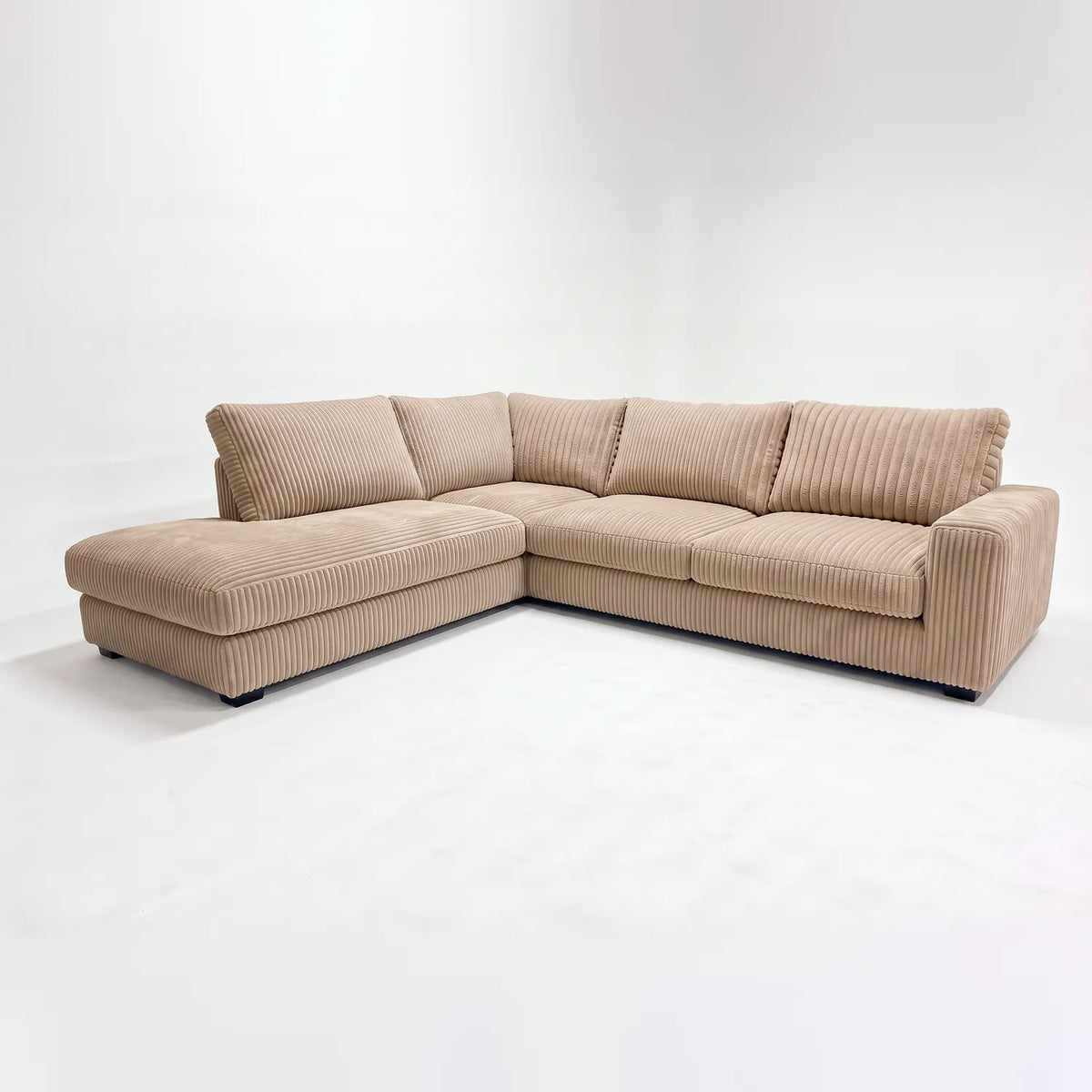 Two-Piece Infinity Sectional - Mini Minky Toast Oversized - studio photo on white #Orientation_Left-Hand Facing