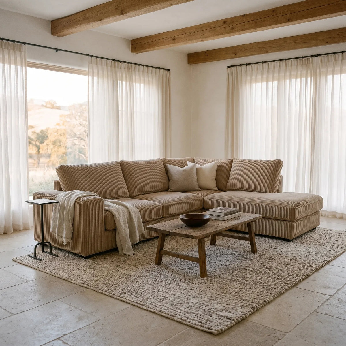 Two-Piece Infinity Sectional - Mini Minky Toast - hero #Orientation_Right-Hand Facing