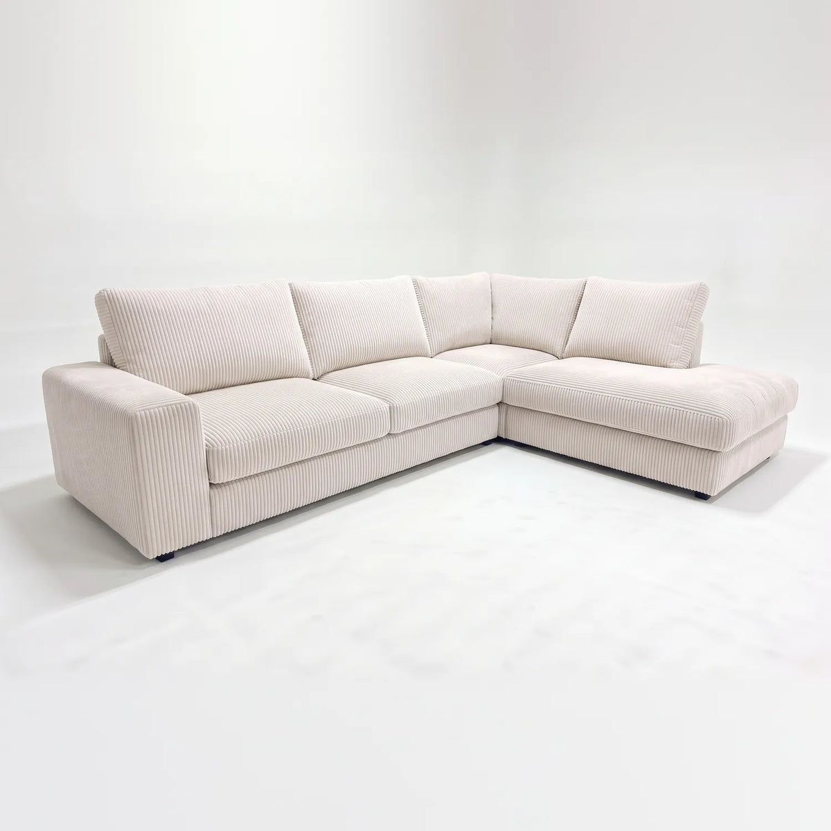 Two-Piece Infinity Sectional - Mini Minky White Oversized - studio photo on white #Orientation_Right-Hand Facing #vera_main