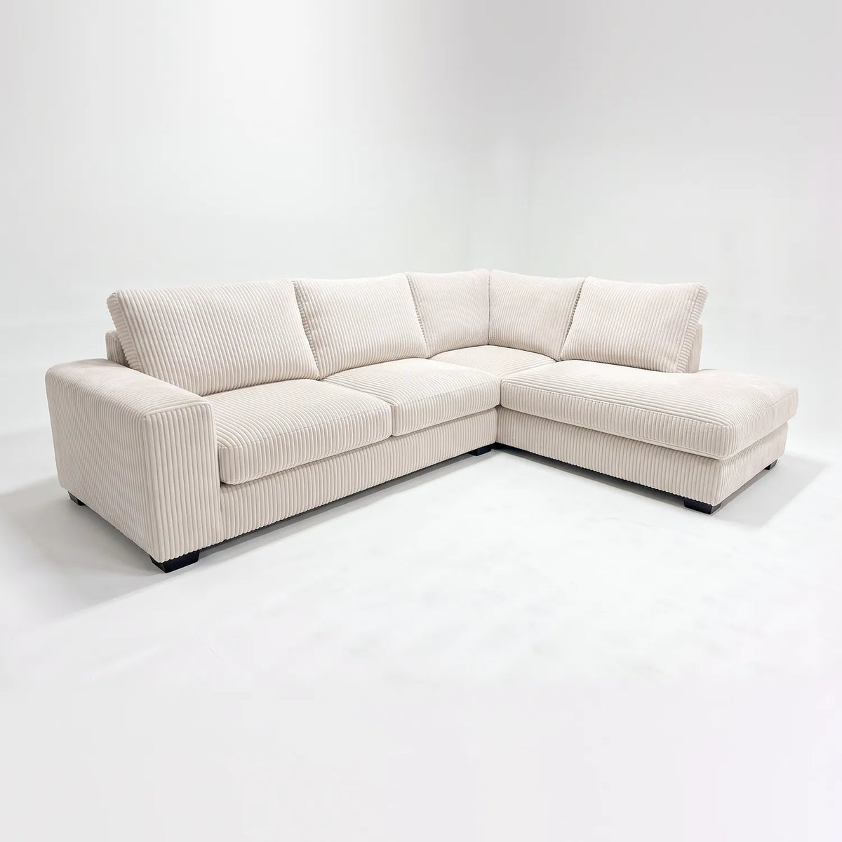 Two-Piece Infinity Sectional - Mini Minky White - studio photo on white #Orientation_Right-Hand Facing #vera_main