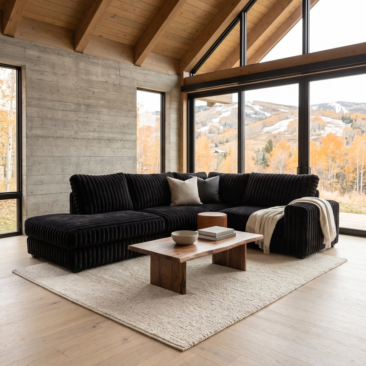 Two-Piece Infinity Sectional - Minky Black Oversized - hero #Orientation_Left-Hand Facing