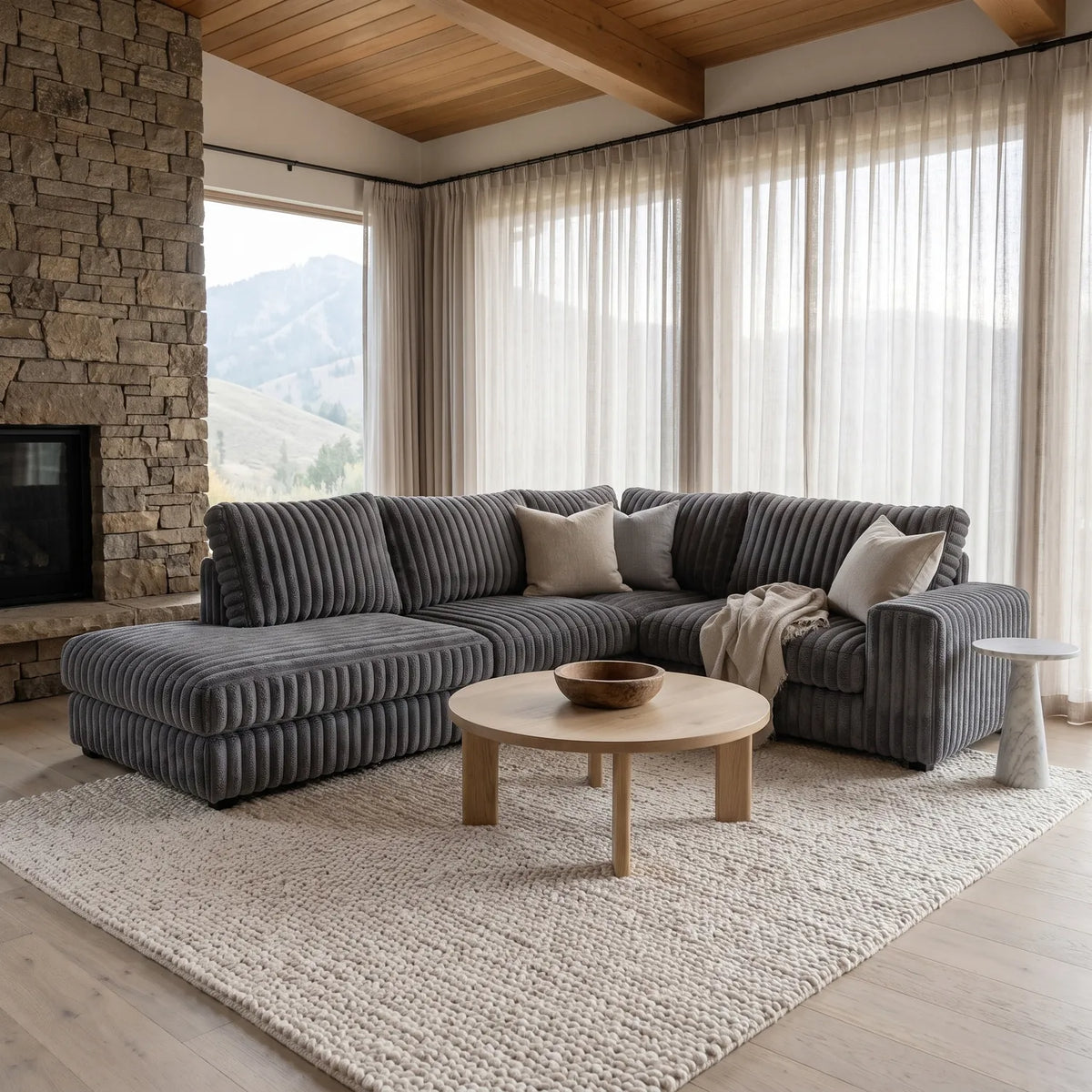 Two-Piece Infinity Sectional - Minky Charcoal Oversized - hero #Orientation_Left-Hand Facing