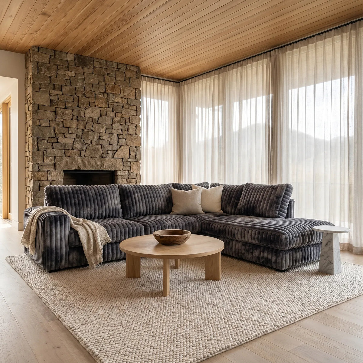 Two-Piece Infinity Sectional - Minky Charcoal Oversized - hero #Orientation_Right-Hand Facing