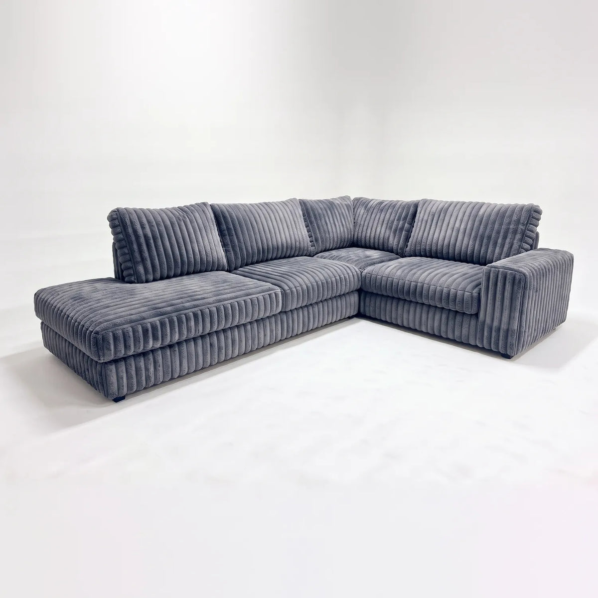 Two-Piece Infinity Sectional - Minky Charcoal Oversized - studio photo on white #Orientation_Left-Hand Facing