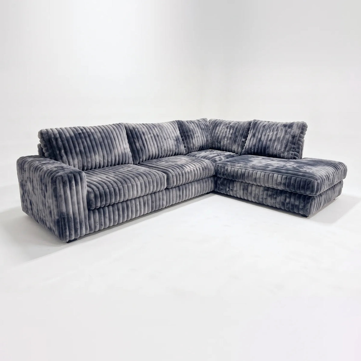 Two-Piece Infinity Sectional - Minky Charcoal Oversized - studio photo on white #Orientation_Right-Hand Facing #vera_main