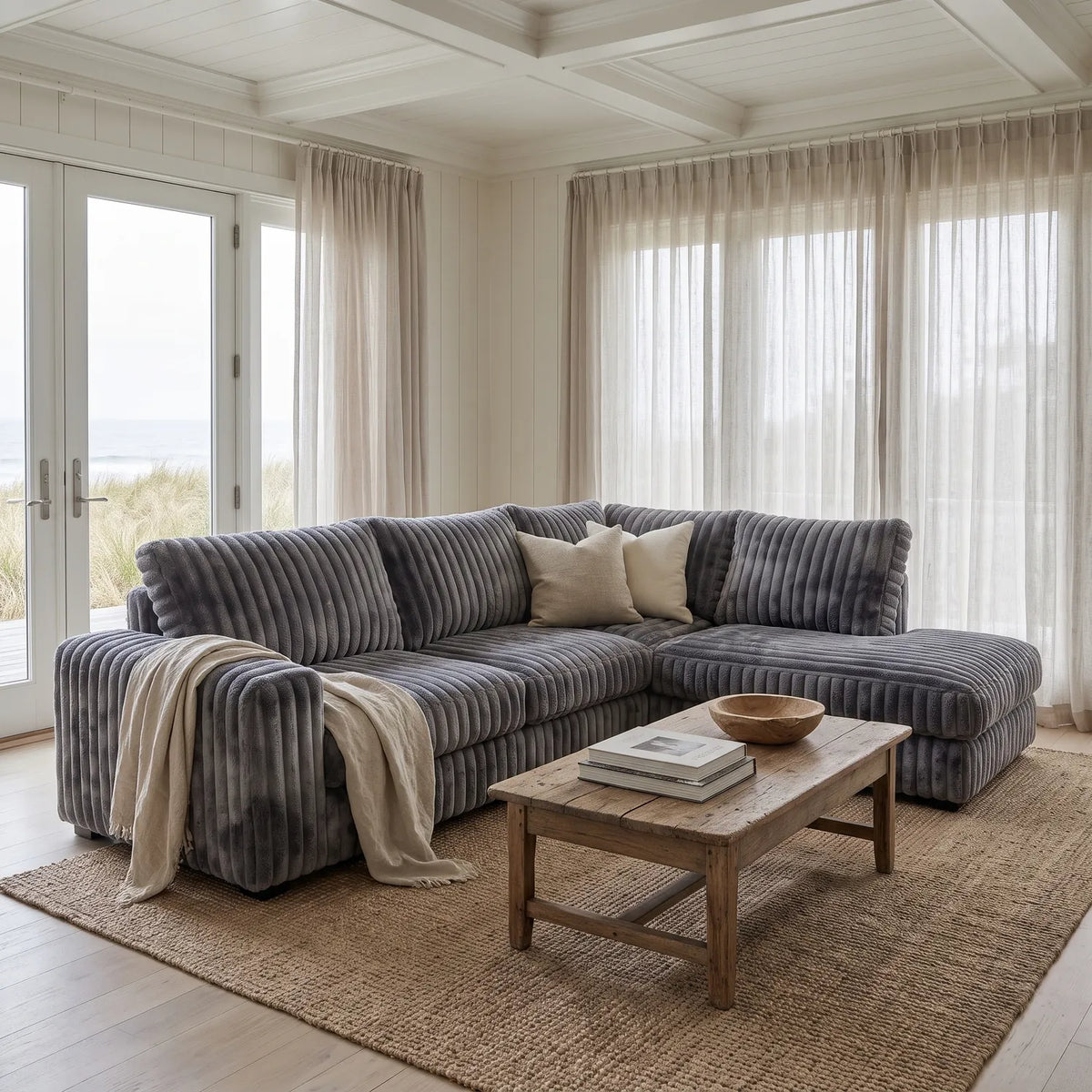 Two-Piece Infinity Sectional - Minky Charcoal - hero #Orientation_Right-Hand Facing