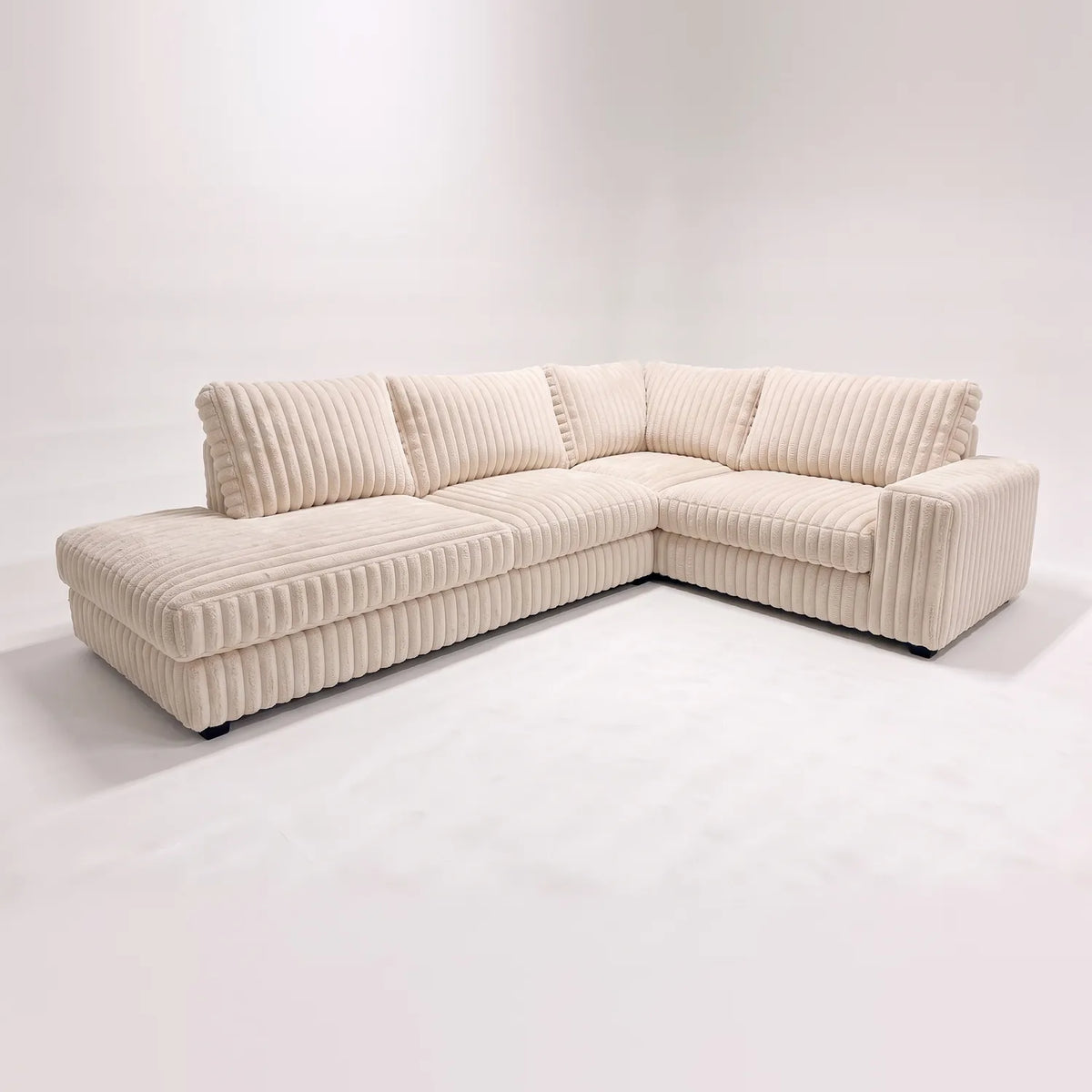 Two-Piece Infinity Sectional - Minky Cream Oversized - studio photo on white #Orientation_Left-Hand Facing