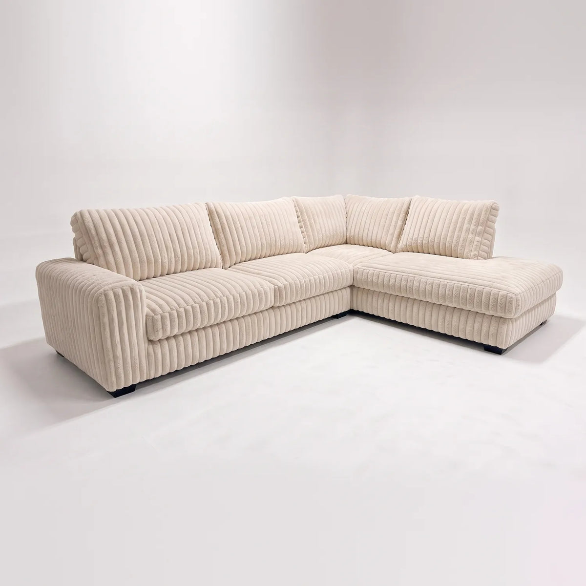 Two-Piece Infinity Sectional - Minky Cream Oversized - studio photo on white #Orientation_Right-Hand Facing #vera_main