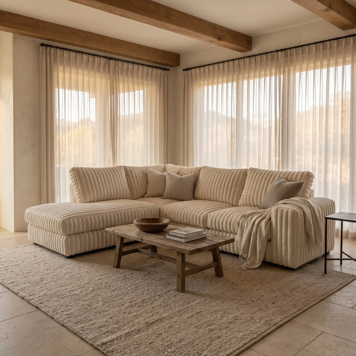 Two-Piece Infinity Sectional - Minky Cream - hero #Orientation_Left-Hand Facing