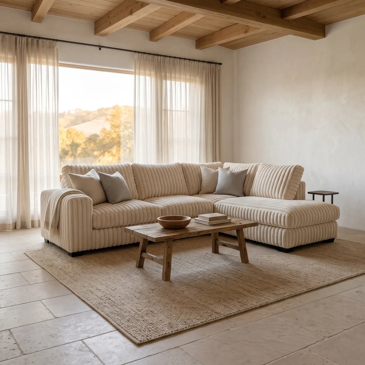 Two-Piece Infinity Sectional - Minky Cream - hero #Orientation_Right-Hand Facing